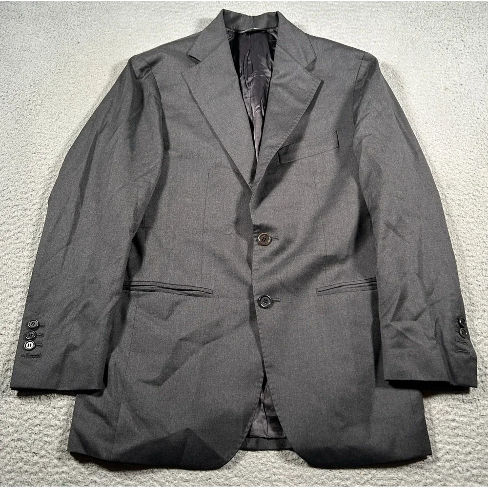 Fusaro Blazer Mens 46 Gray Wool Two Button Single Breasted Made In Italy‎